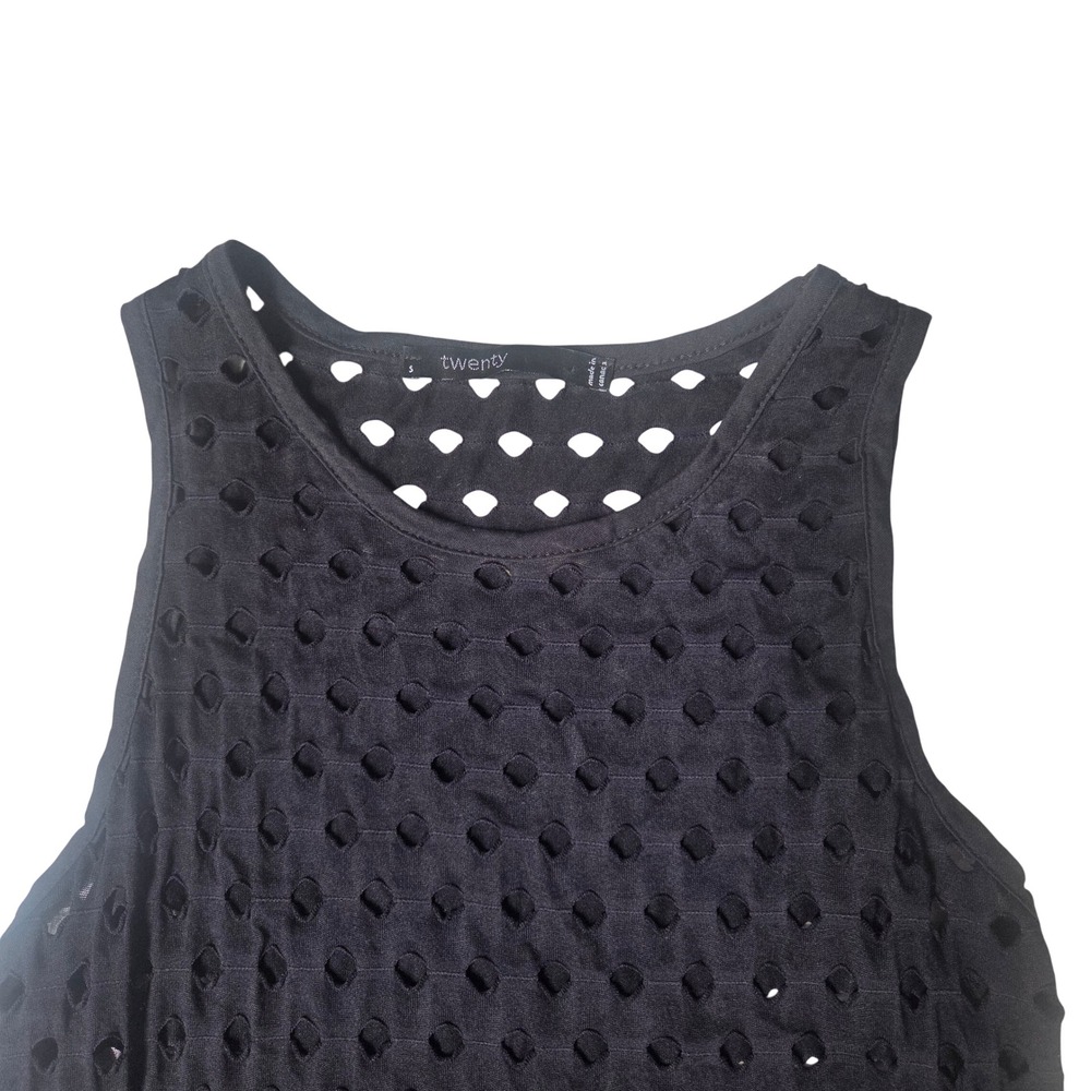 Twenty Montreal Distressed Punk Mesh Eyelet Tank Muscle Tee Grunge Cyber Small - Picture 2 of 7